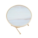 Tavolino rotondo in metallo dorato con piano in marmo 50x50,5 Mat Sconti