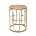 tavolino basso rotondo in metallo e rattan 55x40x40cm Samui Promozione
