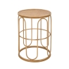 tavolino basso rotondo in metallo e rattan 55x40x40cm Samui Promozione