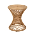 Tavolino basso rotondo in rattan 56x48x48cm stile boho chic Teyra Promozione
