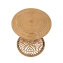 Tavolino basso rotondo in rattan 56x48x48cm stile boho chic Teyra Offerta