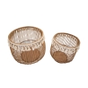  Set 2 ceste rotonde portaoggetti in rattan e tessuto Fuji Offerta