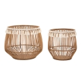  Set 2 ceste rotonde portaoggetti in rattan e tessuto Fuji Promozione