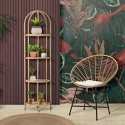 Sedia in metallo e rattan con cuscino bianco boho chic Panama Vendita