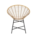 Sedia in metallo e rattan con cuscino bianco boho chic Panama Catalogo