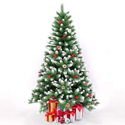 Albero di Natale alto 240cm extra folto artificiale neve e decorazioni Oslo Promozione