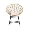 Sedia in metallo e rattan con cuscino bianco boho chic Panama Offerta