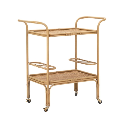 Carrello portavivande in metallo e rattan con portabottiglie Panama Promozione
