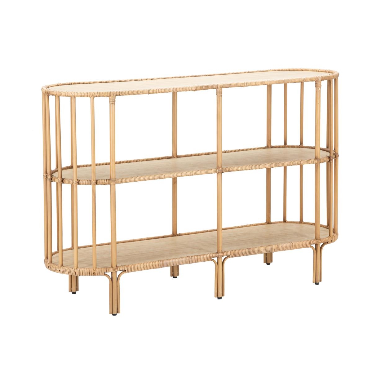 Consolle ingresso in metallo e rattan 3 ripiani boho chic Panama