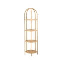 Libreria angolare rotonda in rattan e metallo 4 scaffali Panama Promozione