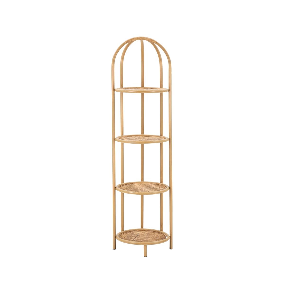 Libreria angolare rotonda in rattan e metallo 4 scaffali Panama Promozione Libreria angolare rotonda in rattan e metallo 4 scaffali Panama Promozione