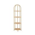 Libreria angolare rotonda in rattan e metallo 4 scaffali Panama Promozione