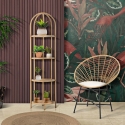 Libreria angolare rotonda in rattan e metallo 4 scaffali Panama Vendita