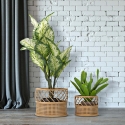 Set 2 portavasi rotondi in metallo e rattan Panama Vendita