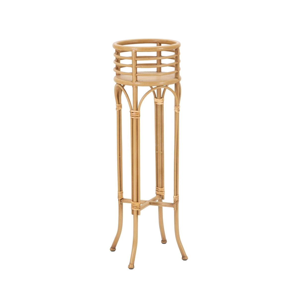 Portavasi rotondo con piedistallo in metallo e rattan Panama Stand Promozione Portavasi rotondo con piedistallo in metallo e rattan Panama Stand Promozione