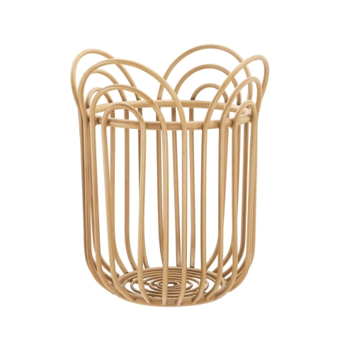 Portavasi rotondo in metallo e rattan bamboo intrecciato Panama Promozione