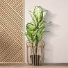 Portavasi rotondo in metallo e rattan bamboo intrecciato Panama Vendita
