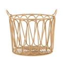 Cesta portaoggetti rotondo boho chic in metallo e rattan Panama Promozione