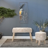 Sgabello rotondo imbottito in tessuto con gambe in legno Damasco Stock