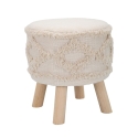 Sgabello rotondo imbottito in tessuto con gambe in legno Damasco Promozione