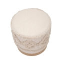 Pouf rotondo in tessuto imbottito con base in legno 40x40 Damasco Sconti