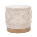 Pouf rotondo in tessuto imbottito con base in legno 40x40 Damasco Promozione