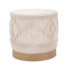 Pouf rotondo in tessuto imbottito con base in legno 40x40 Damasco Promozione