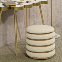 Pouf contenitore rotondo in legno e tessuto boho chic Damasco Line Vendita