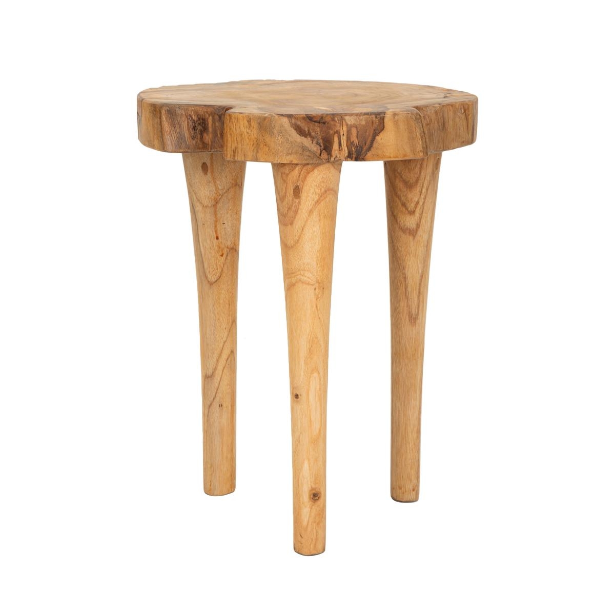 Sgabello artigianale in legno teak stile etnico naturale Kursi