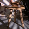 Sgabello artigianale in legno teak naturale stile etnico Budut Vendita