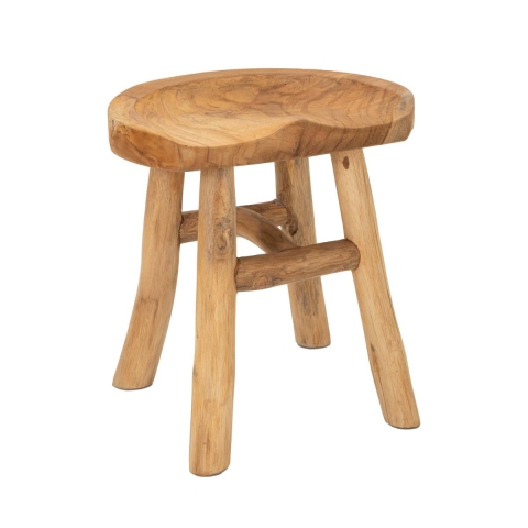 Sgabello in legno teak artigianale stile etnico rustico Sel Promozione