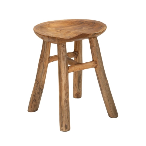 Sgabello in legno teak design naturale etnico Sel Slim Promozione