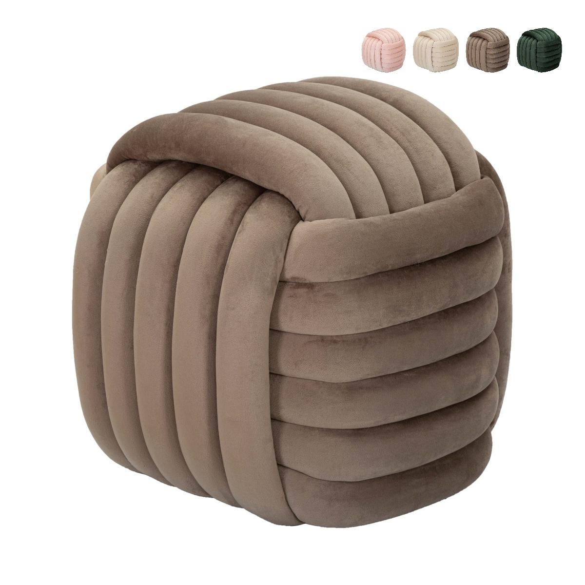 Pouf design intrecciato imbottito in velluto stile moderno Softy Sconti Pouf design intrecciato imbottito in velluto stile moderno Softy Sconti