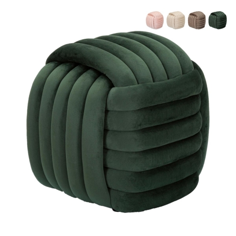 Pouf design intrecciato imbottito in velluto stile moderno Softy Promozione