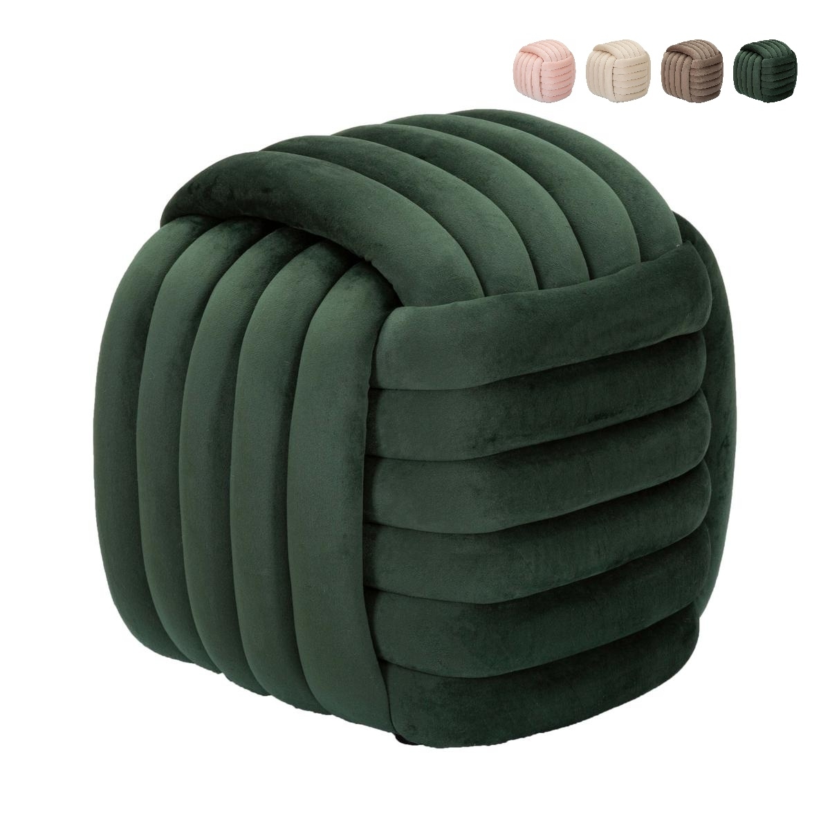 Pouf design intrecciato imbottito in velluto stile moderno Softy