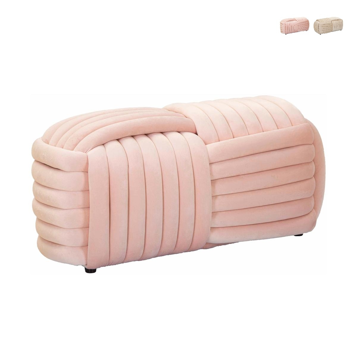 Panca pouf design moderno intrecciato in velluto 90x45x45cm Softy Offerta Panca pouf design moderno intrecciato in velluto 90x45x45cm Softy Offerta