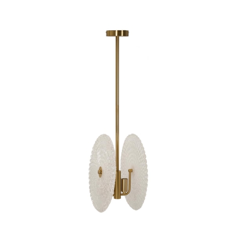 Lampadario in metallo dorato con paralumi in vetro decorato Glass Promozione