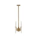 Lampadario in metallo dorato con paralumi in vetro decorato Glass Offerta