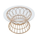 Tavolino rotondo da salotto in rattan e vetro 75x44,5cm Panama Circlce Offerta