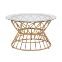 Tavolino rotondo da salotto in rattan e vetro 75x44,5cm Panama Circlce Promozione