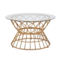Tavolino rotondo da salotto in rattan e vetro 75x44,5cm Panama Circlce Promozione