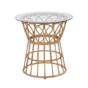 Tavolino rotondo in rattan con piano in vetro 50x50cm Panama Circle Promozione