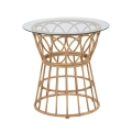 Tavolino rotondo in rattan con piano in vetro 50x50cm Panama Circle Promozione