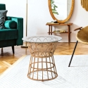 Tavolino rotondo in rattan con piano in vetro 50x50cm Panama Circle Vendita