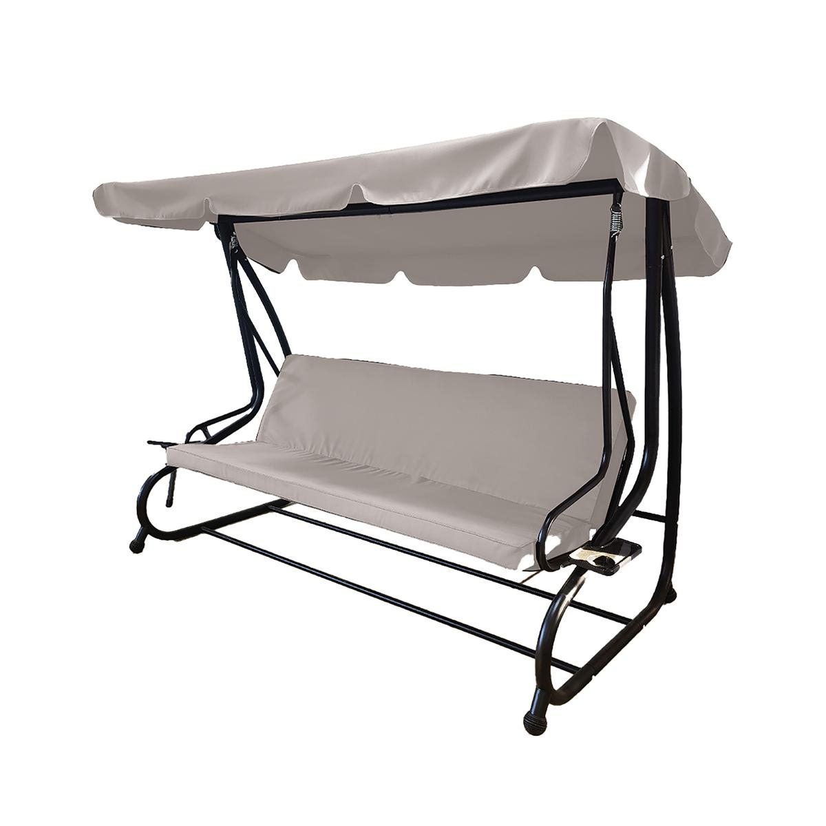 Dondolo da giardino 3 posti tetto parasole 230x120x165cm grigio Deluxe