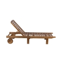Lettino da giardino reclinabile in legno di acacia con ruote Bali Saldi