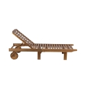 Lettino da giardino reclinabile in legno di acacia con ruote Bali Sconti
