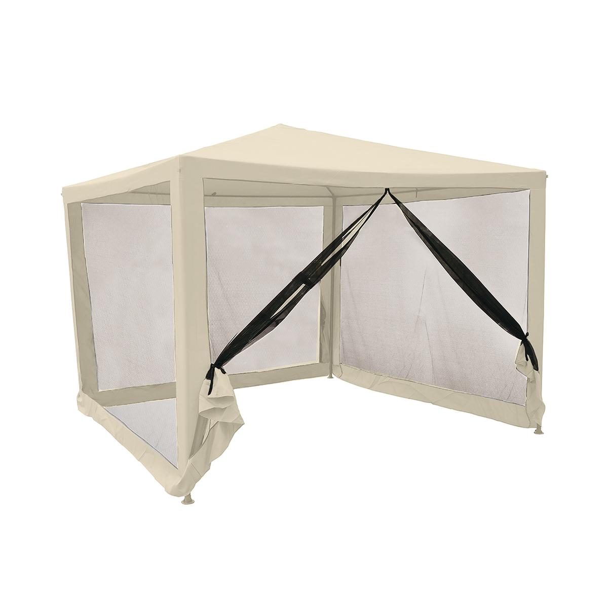 Gazebo idrorepellente con zanzariere 3x3m ferro ecrù Dakar