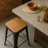 sgabello alto da bar vintage industriale top legno h78cm brush up
