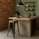 sgabello alto da bar vintage industriale top legno h78cm brush up